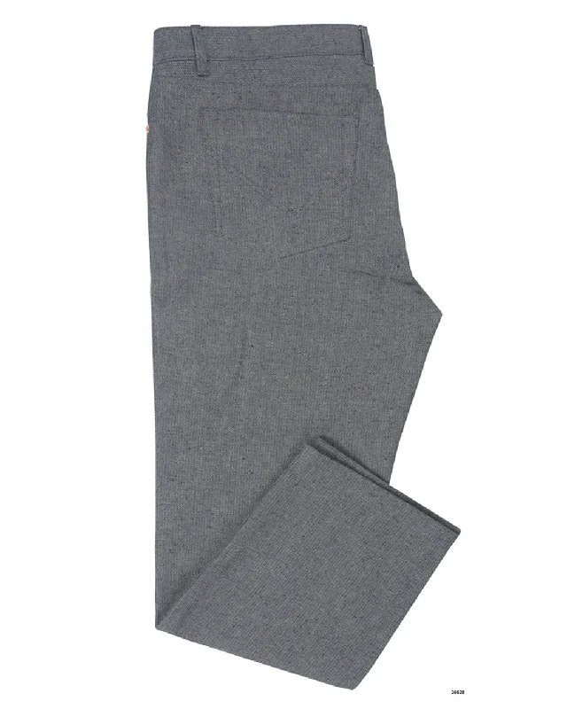 Men's pants with fresh fit-Denim: Navy Grey Slub Herringbone Jeans