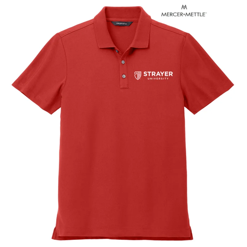 men’s athletic fit short sleeve shirts -NEW STRAYER Mercer+Mettle™ Stretch Pique Polo - Apple Red