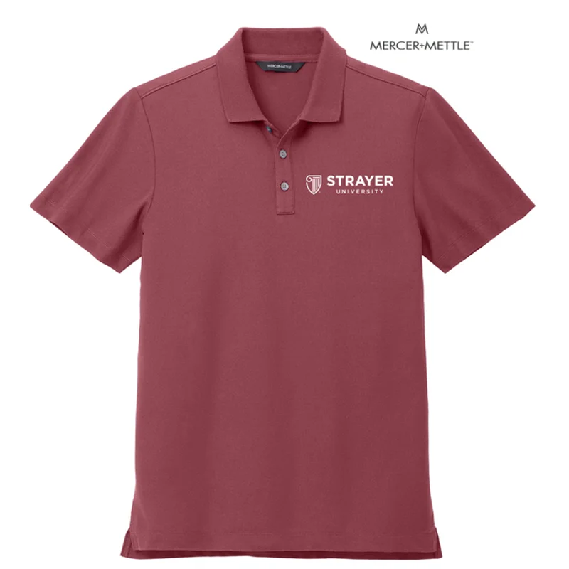 casual beach short sleeve shirts for men -NEW STRAYER Mercer+Mettle™ Stretch Pique Polo - Rosewood