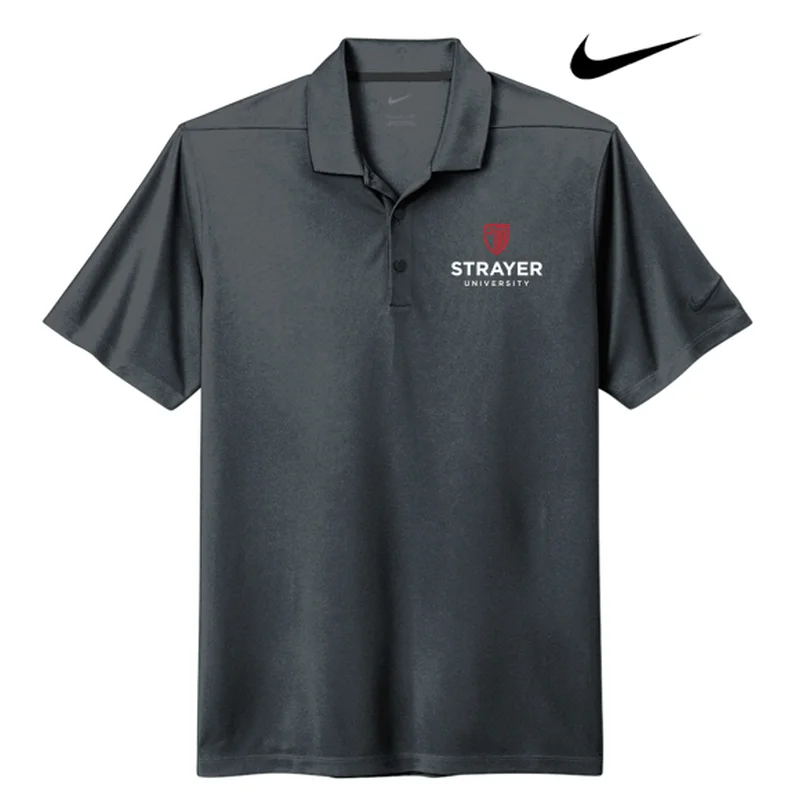 affordable short sleeve shirts with graphics -NEW STRAYER Nike Dri-FIT Micro Pique 2.0 Polo - Anthracite