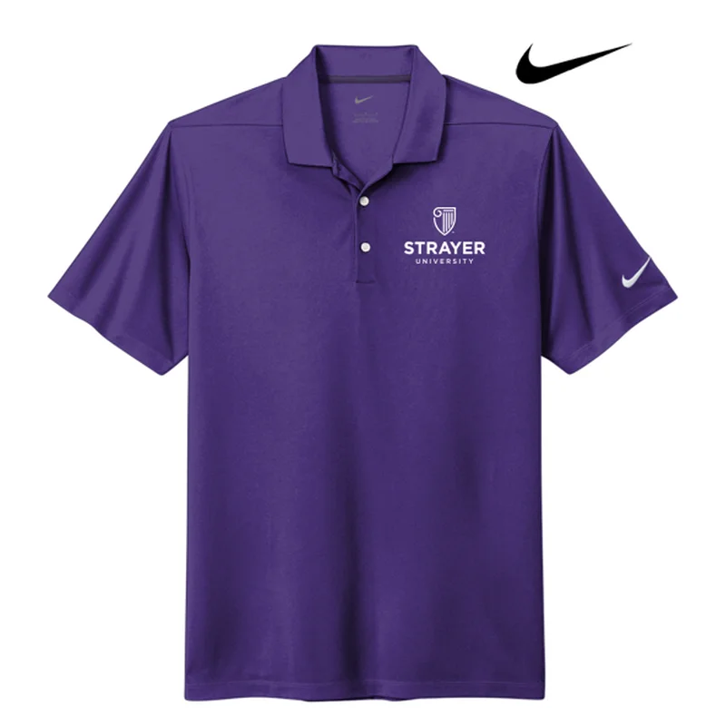 men’s short sleeve shirts with stripes -NEW STRAYER Nike Dri-FIT Micro Pique 2.0 Polo - Court Purple