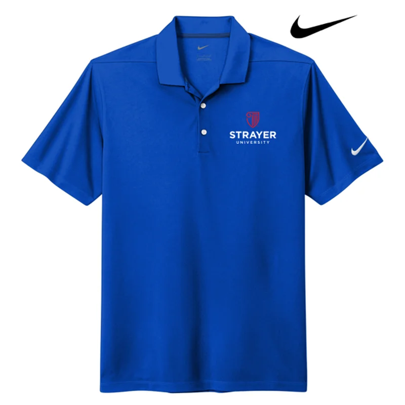 stylish short sleeve button-up shirts for men -NEW STRAYER Nike Dri-FIT Micro Pique 2.0 Polo - Game Royal