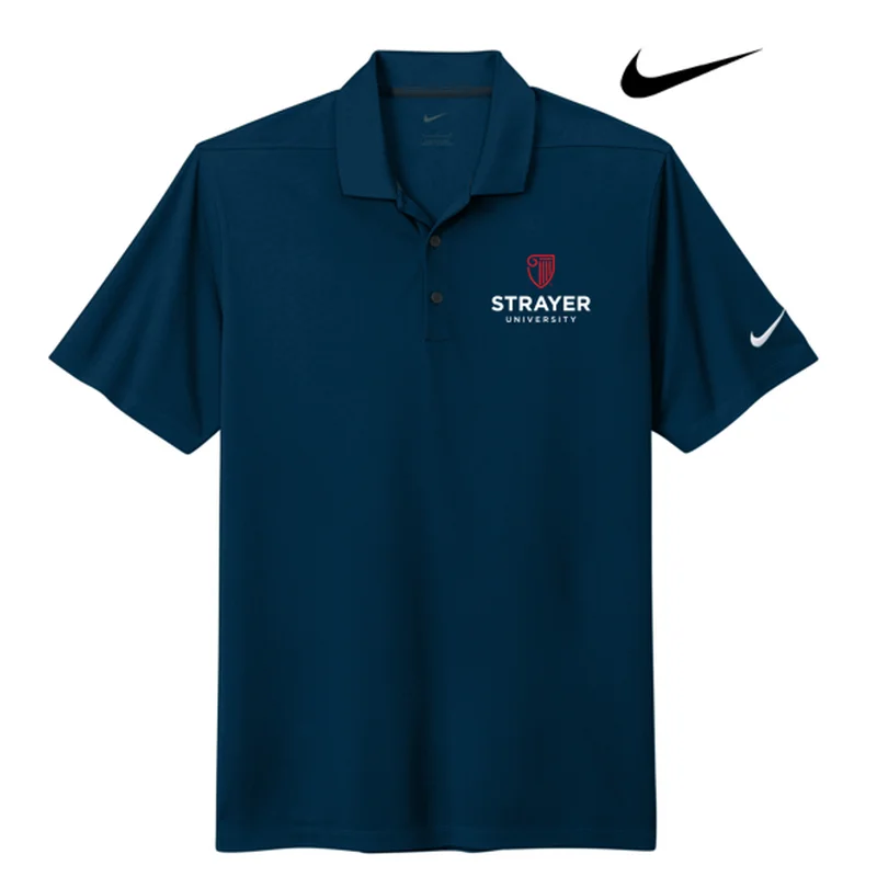 short sleeve shirts with modern patterns for men -NEW STRAYER Nike Dri-FIT Micro Pique 2.0 Polo - Navy