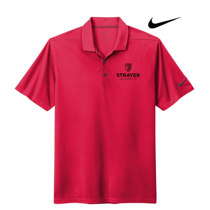 men’s cool short sleeve shirts for summer -NEW STRAYER Nike Dri-FIT Micro Pique 2.0 Polo - University Red