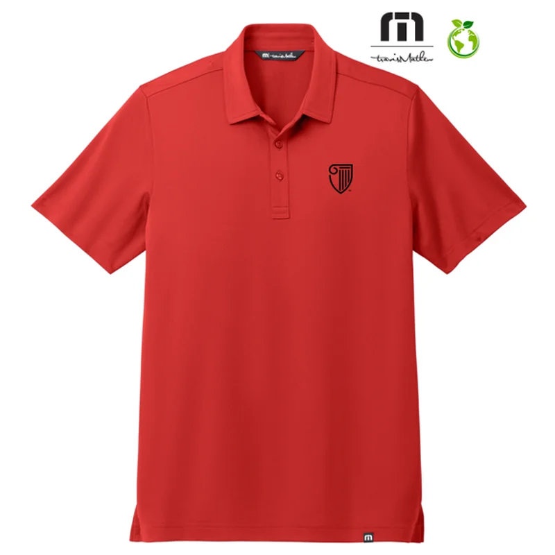 trendy short sleeve shirts for men with graphics -NEW STRAYER TravisMathew Cabana Solid Polo - Crimson