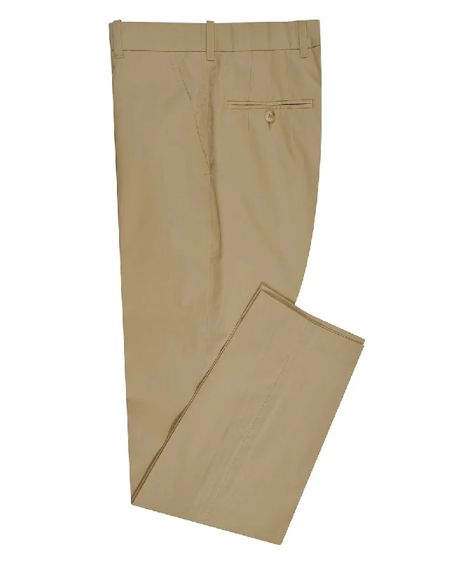 Men's pants with trim comfort-Dark Beige Plain Cotton Dress Pant