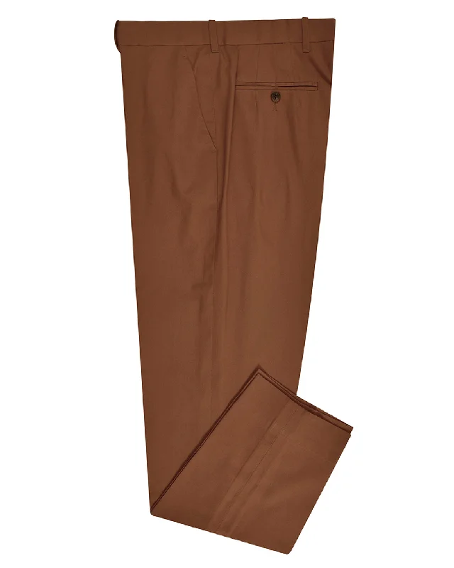 Men's pants with quiet tones-Fresco: Soft Brick Brown Stretch Twill Dress Pant