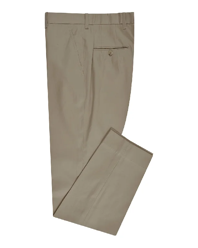 Men's pants with hip comfort-Beige Cotton Twill Dress Pant