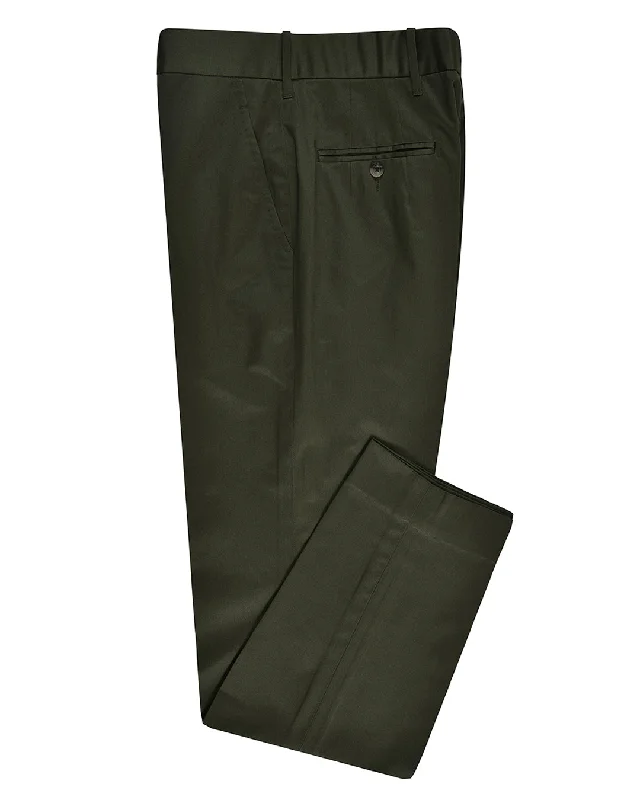 Men's pants for easy fashion-Dark Army Green Cotton Dress Pant