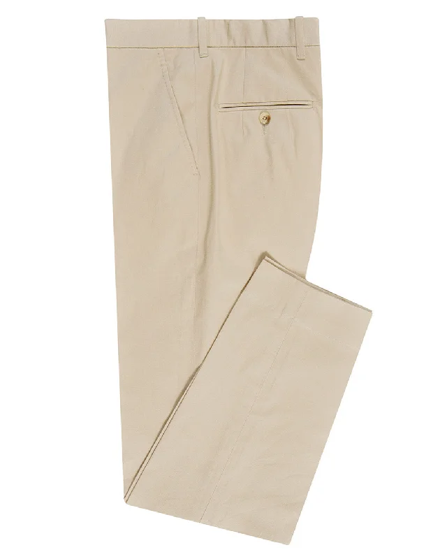 Men's pants with tie waist-Light Khaki Cotton Dress Pant