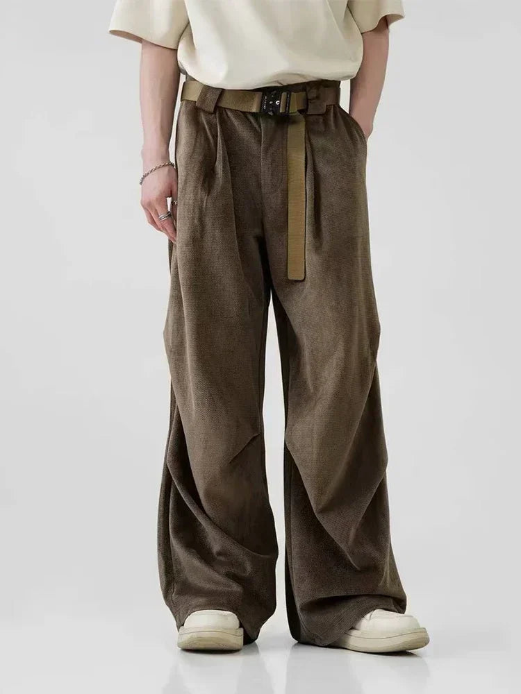 Men's pants for home-Pleated Wide Leg Pants