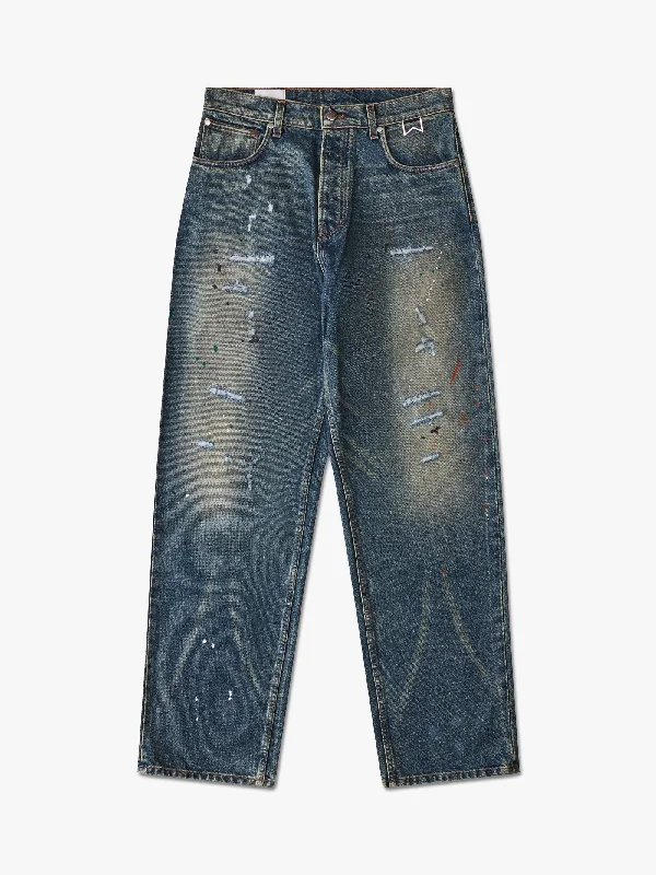 Men's pants with snug fit-WIDE LEG DENIM