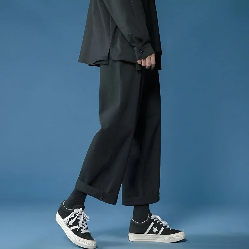 Men's pants with quirky details-Soft Boy Casual Straight Leg Pants