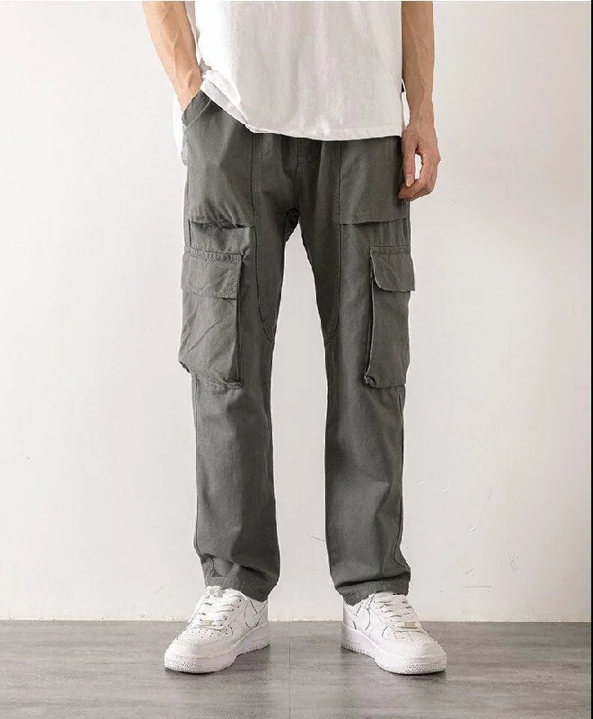 Men's pants with angled pockets-Straight Leg Cargo Pants