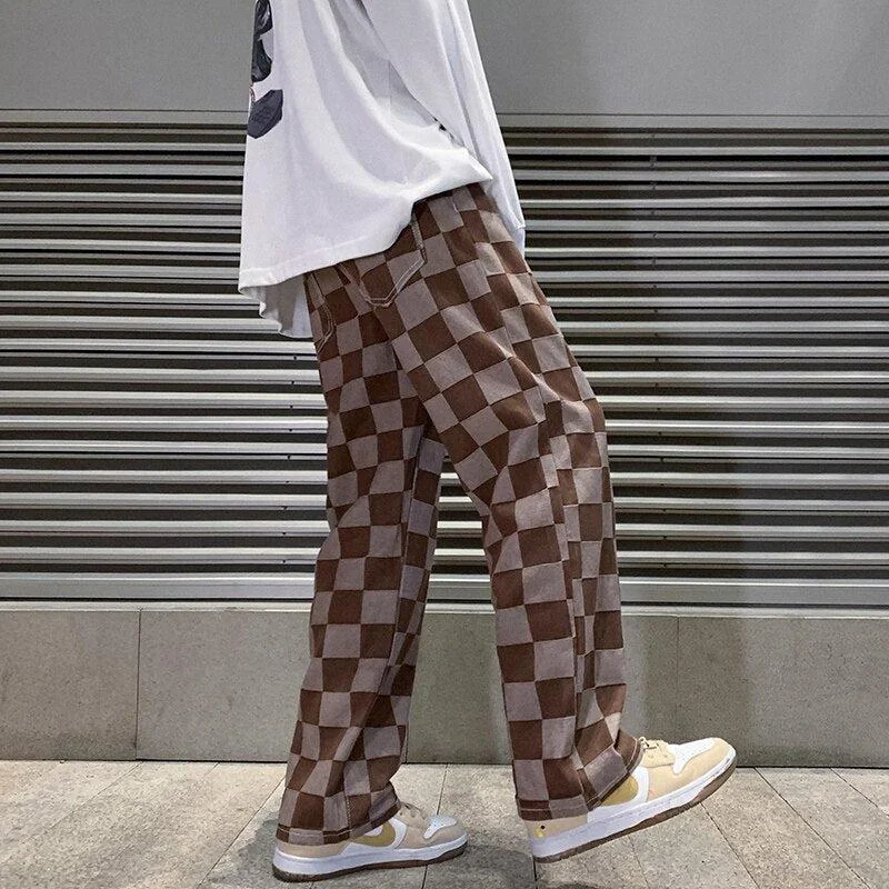 Men's pants with elastic feel-Y2K Checkered Pants